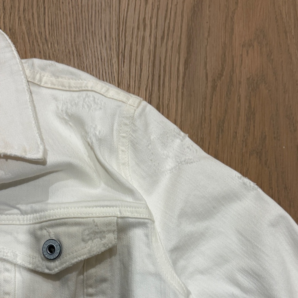 Women’s AG Cream Off White Distressed Denim Jacket - Picture 5 of 6